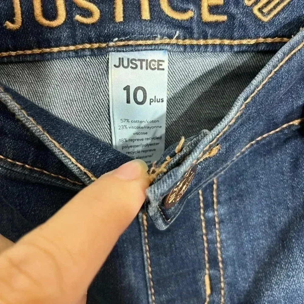Girls Justice dark distressed‎ skinny jeans size 10 plus